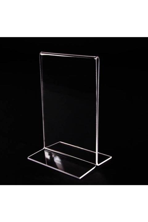 KRCDİJİTAL Masaüstü T Tipi Dikey Pleksi Föylük Broşürlük A6(10.5cmx15cm)
