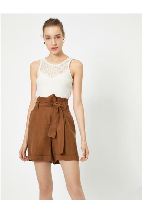 Koton Kadın Beyaz Bisiklet Yaka Kolsuz File Detayli Atlet