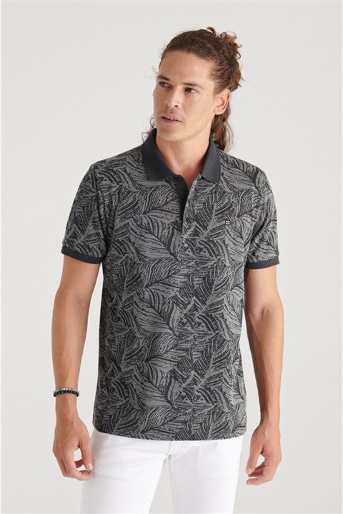 Avva Erkek Siyah Polo Yaka Jakarlı Slim Fit T-shirt A11y1206