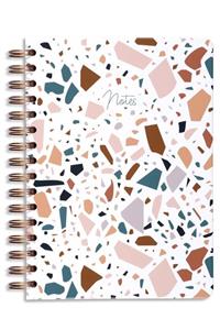 Matt Notebook A5 15x21 Cm Spiralli Noktalı Tarihsiz Not Defteri Terrazzo