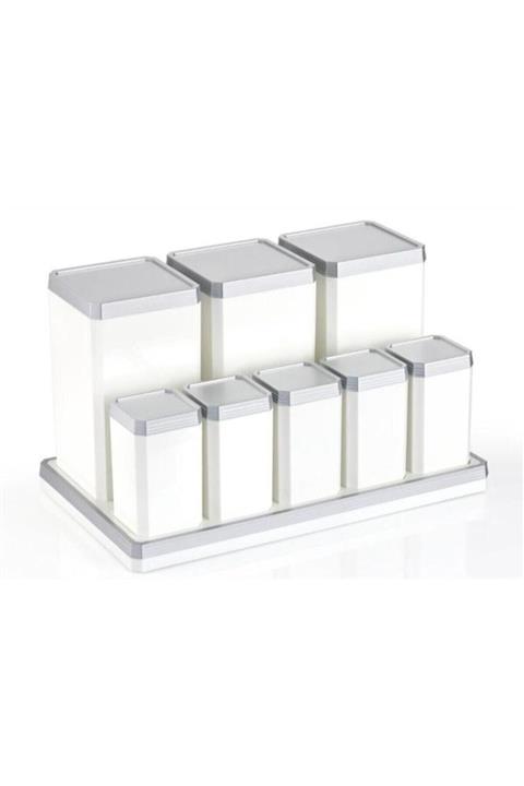 Azra Akrilik 8 Parça Standlı Baharat Takımı Gümüş 1321