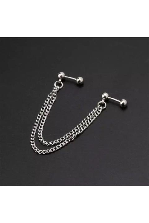 Köstebek Gothic Punk Çift Zincirli Kıkırdak Küpe Piercing