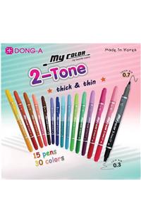 DongA 15 Kalem-30 Renk My Color 2 Tone Keçeli Kalem Seti