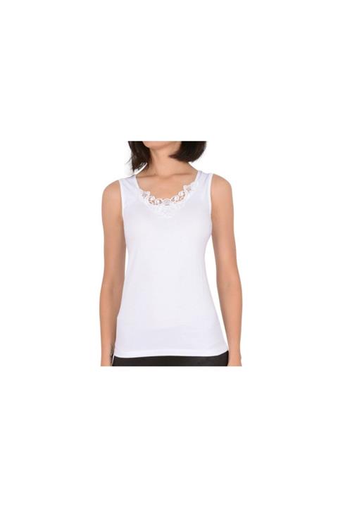 Nicoletta Sıyah-beyaz Kadın Atlet Dantelli Geniş Askılı 2 Li Paket Likralı