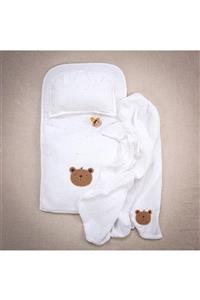 Funna Baby Bambu Muslin - Altaçma Seti - Teddy - Beyaz - 40 X 70 Cm