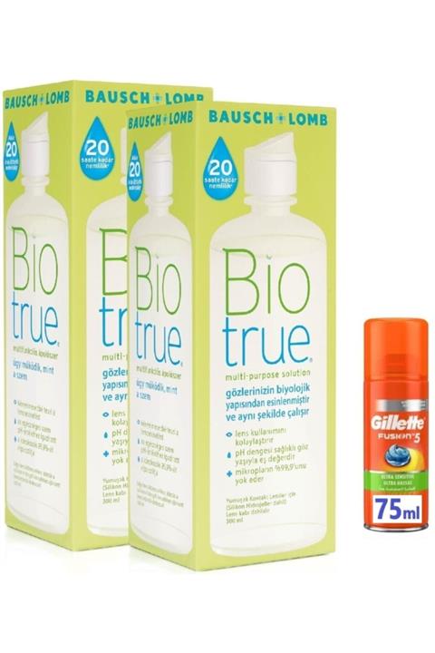 Biotrue 300 ml X 2 Adet + Gillette Fusion Tıraş Jeli Ultra Hassas 75ml Hediyeli