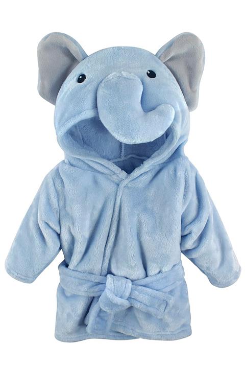 Moky Design Yeni Doğan Bebek Bornozu, Fil Hayvanlı Mavi, %100 Pamuk, 0-9 Aylık, Yeni Doğan Bebek Hediyelik