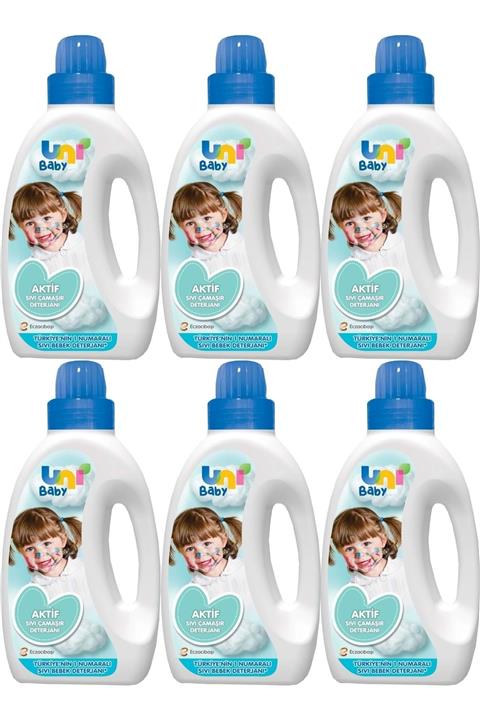 Uni Baby Sıvı Çamaşır Deterjanı 1500ml Aktif  Mavi 6 Lı Set