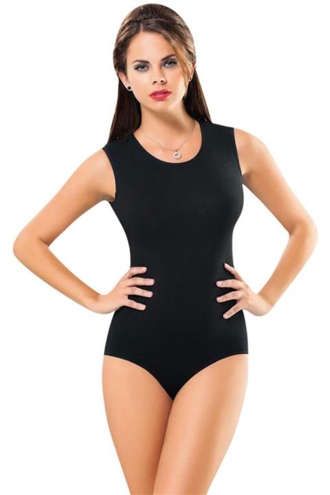 Anıt Kadın Siyah Kolsuz Yuvarlak Yaka Çıtçıtlı Body 4759