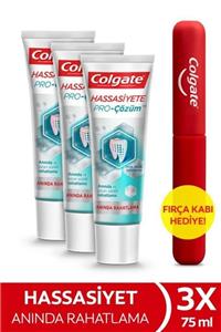 Colgate Hassasiyete Pro Çözüm Anında Rahatlama Sensitive Relief Diş Macunu 75 ml x3 Adet + Fırça Kabı Hediye