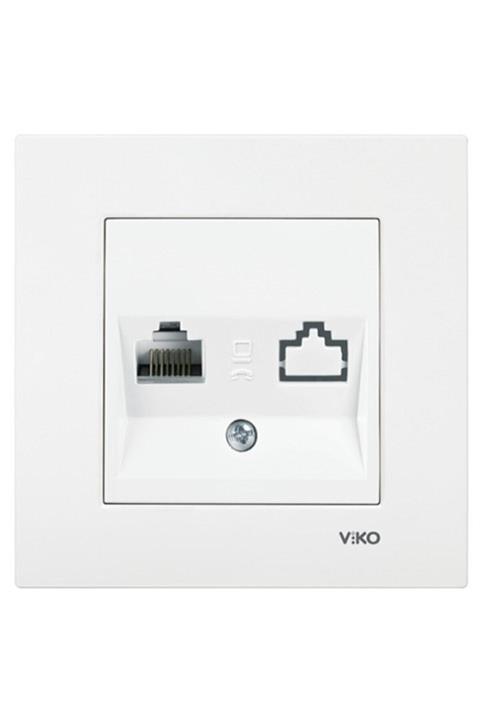 VİKO Karre Beyaz Tekli Data Prizi Cat6 Çerçeve