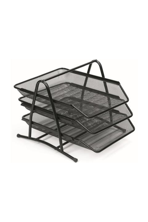 Temat Mane Evrak 3'lü Evrak Rafı-siyah