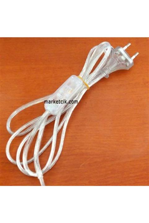 marketcik 2 Metre Şeffaf Renk Aç Kapa Arapuar Anahtarlı Fişli Abajur Lambader Kablosu