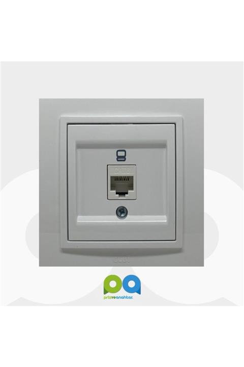 ELBİ Zena Data Prizi Priz Rj45 Cat6 Çerçeveli Kar Beyaz