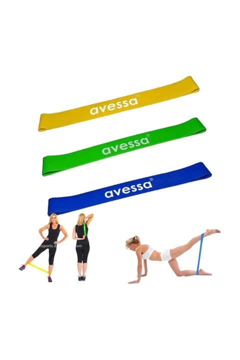 AVESSA Latex Aerobik Band 3 Lü Set Hafif Orta Sert