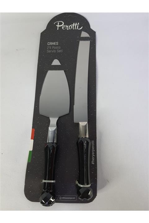 Perotti 2li Pasta Bıçak Servis Seti Siyah