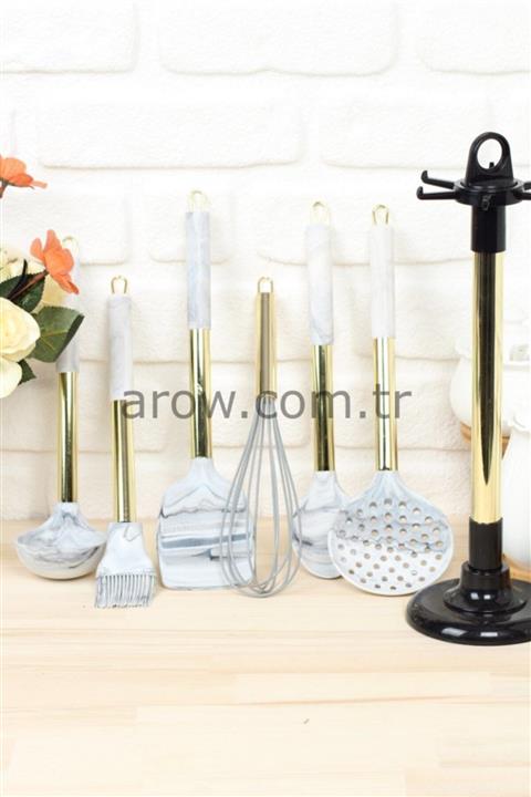 Arow  Dubai Arow 6 Lı Standlı Beyaz Silikon Kaşık Seti