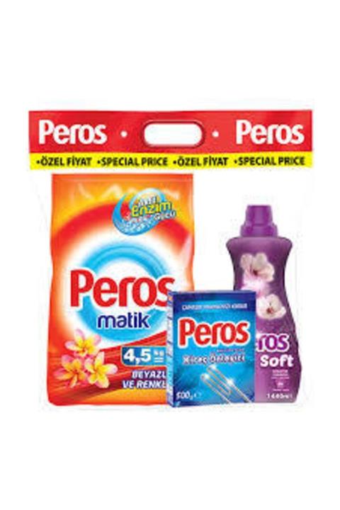 Peros 4,5 lt Beyazlarve Renkliler Için Çamaşır Deterjanı+500 gr Kireç Önleyici+2 lt Çamaşır Yumuşatıcı