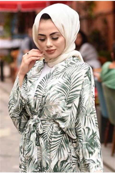 moda koncept Kadın Siyah Desenli Kimono