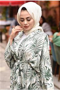 moda koncept Kadın Siyah Desenli Kimono