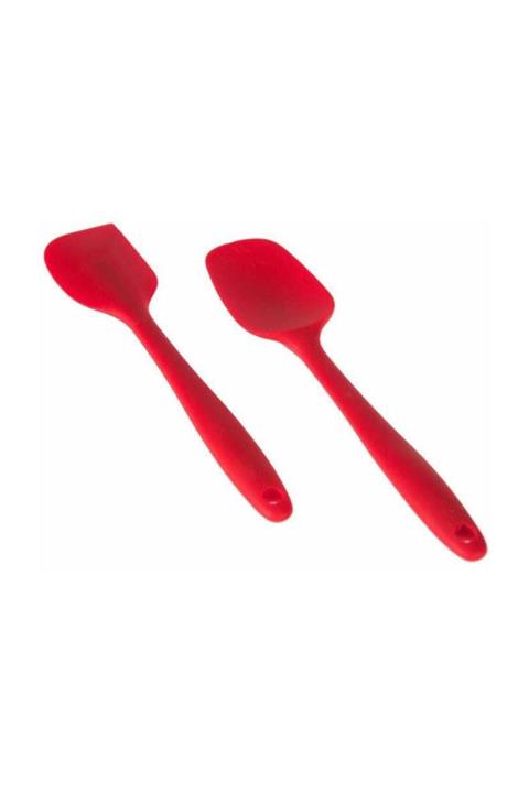 EKHOME Kırmızı Silikon Kaşık Spatula Seti 2'li