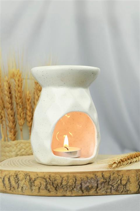 Yağevi Buhurdanlık Seramik Ananas Simli Beyaz