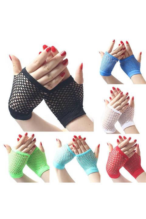 OZCMAX Bilek Boyu Rengarenk Neon Renk Toptan File Örgü Eldiven 12 Çift