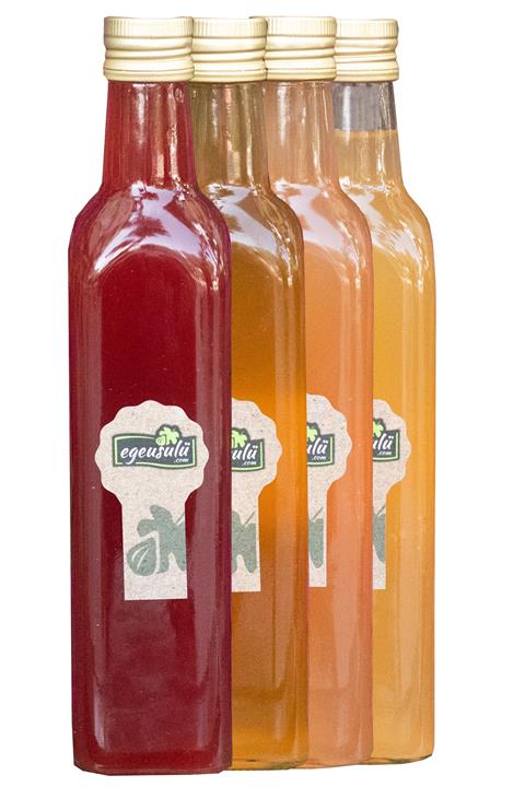 EGE USULÜ 4'lü Sirke Avantaj Paketi (elma, Enginar, Üzüm, Alıç) - 500 Ml - Doğal Fermente