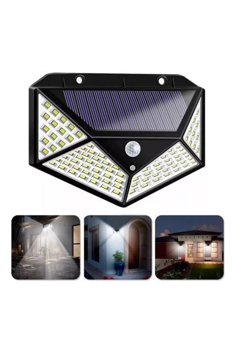 Techno phone Solar Sensörlü Duvar Tipi 100 Led Aplik Şarjlı Güneş Enerjili Projektör