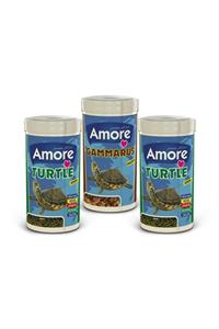 AMORE Turtle Sticks 2x250ml + Gammarus 250ml Kalsiyum Sürüngen Ve Kaplumbağa Yemi