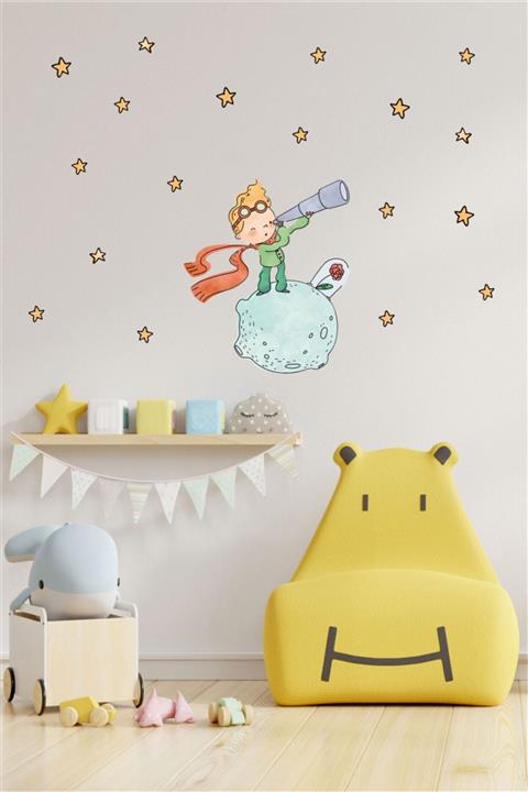 BK Decor Ay Üzerinde Küçük Prens Çocuk Odası Duvar Sticker