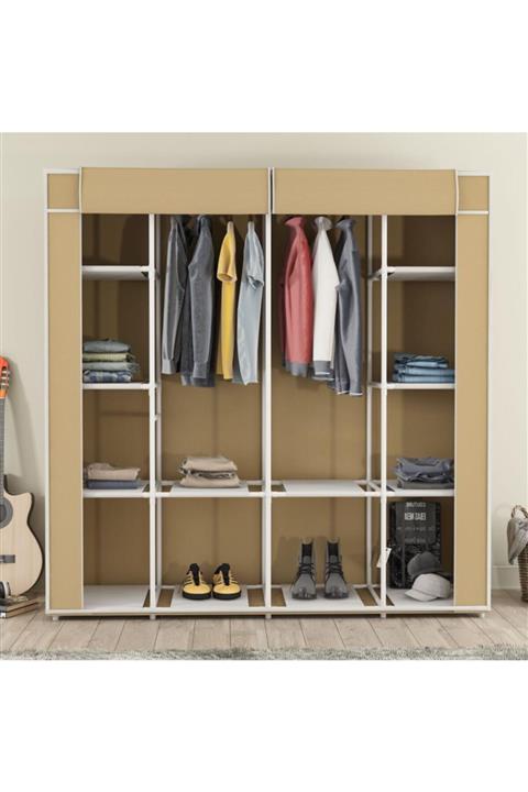 PORMET Bez Dolap Sert Plastik Çift Yandan Raflı Bej