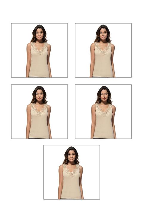 ÖZKAN underwear Kadın Ten 5'Li Atlet 2001-P05