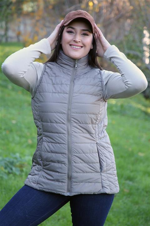 Metpoint Fermuarlı Cep Detaylı Vizon Şişme Yelek