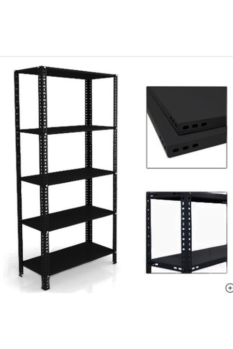 Mekoraf Mat Siyah 43x93x250cm 5 Katlı Tek Ünite