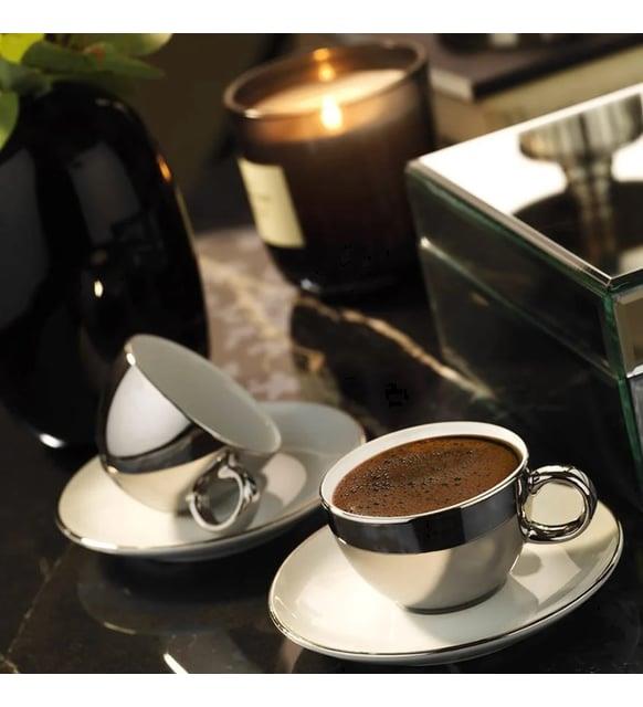 Kütahya Porselen Zeugma Kahve Takımı Platin Kaplama