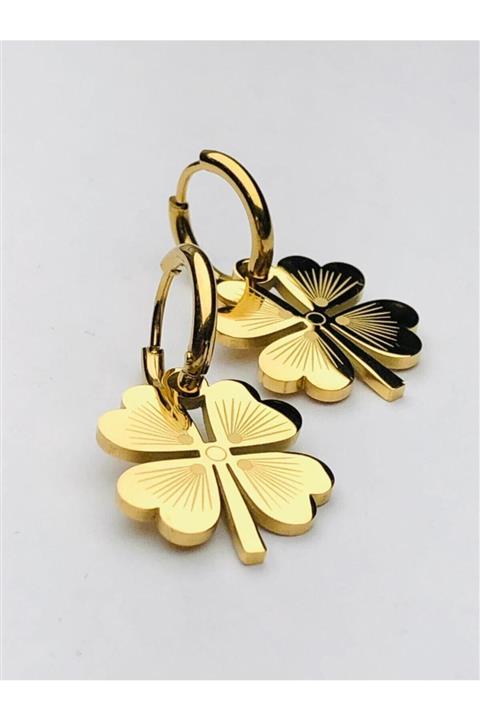 NGM Son Trend Altın Kaplama Çelik Yonca Küpeler