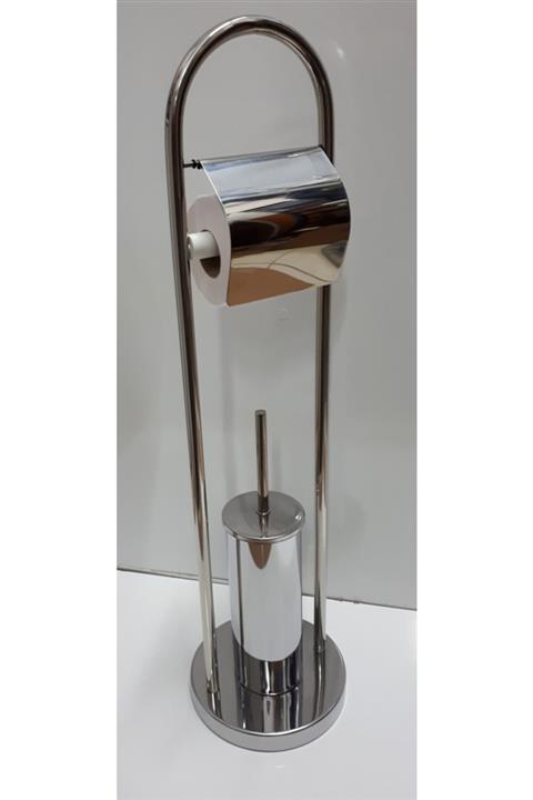 Defne Banyo Paslanmaz Ayaklı Lüx Tuvalet Kağıtlık+ Klozet Fırçası Krom