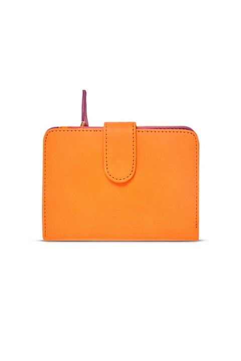 Case Look Kadın Deri Turuncu Renkli Çıtçıtlı Cüzdan Paris 04