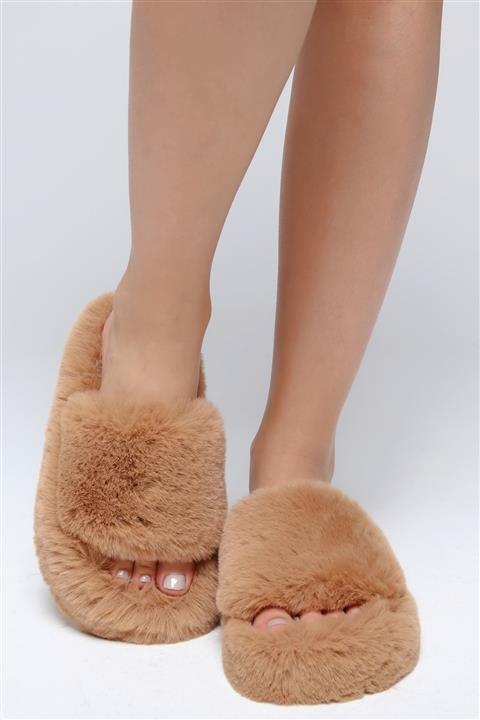 Beyond Kadın Kahverengi Ekstra Yumuşak Tüylü Terlik