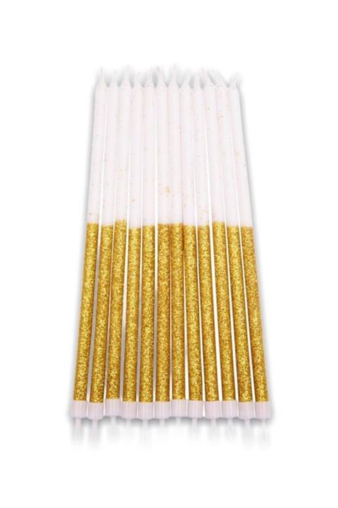 Partifabrik Yarı Simli Deluxe Mum Pasta Mumu 15 Cm 12 Li