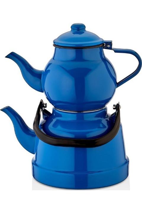 Toptrends Ebru Metal Nostaljik Emaye Çaydanlık Takımı