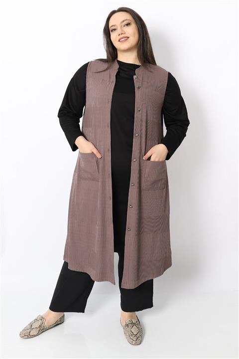 KadoModa Düğmeli Cepli Yelek