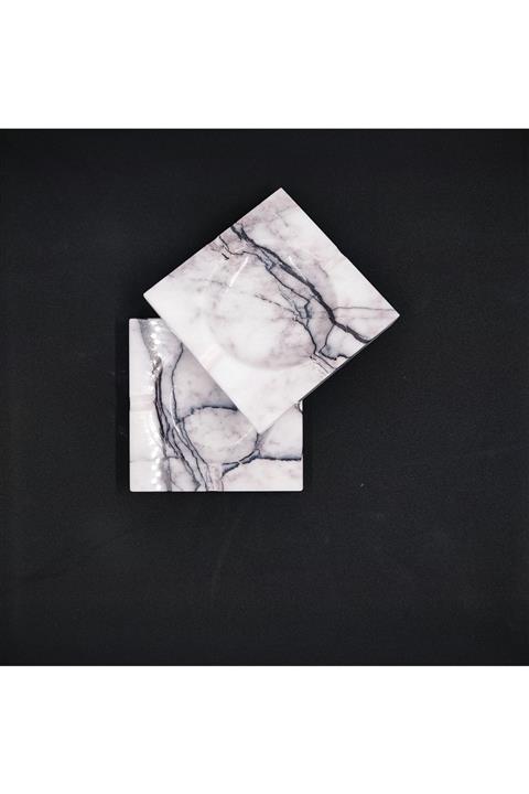 Pergamon Lilac (Leylak) Mermer Küllük 2'li Set Kül Tablası