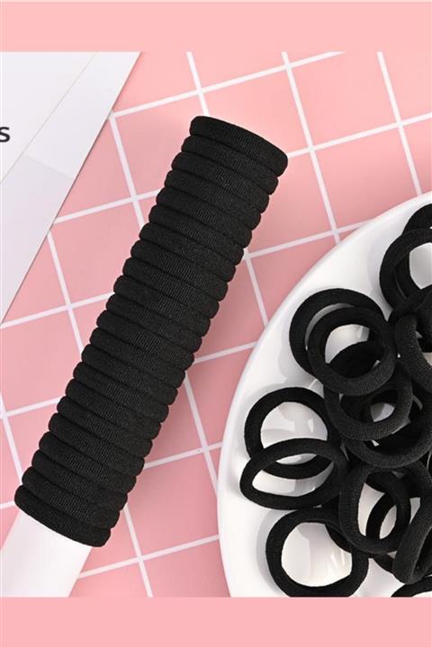 H&E DESIGN Kadın 50'li Siyah Lastik Toka Seti