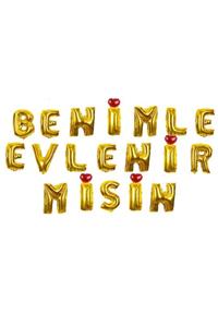 PartiVar Benimle Evlenir Misin Gold Set Folyo Balon Yazı