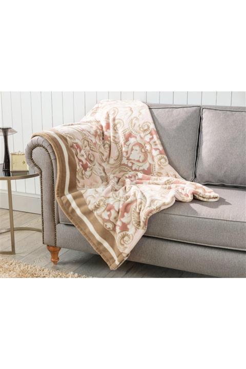Madame Coco Royan Welsoft Baskılı Tv Battaniyesi - Pudra / Toprak - 130x170 Cm