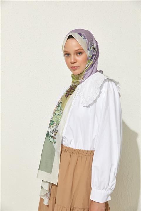 Şalland Kadın Manolya Desenli Şal