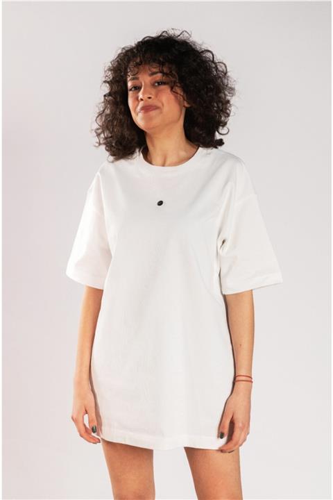 Ugiyo Kadın Beyaz Oversize Premium Kalite %100 Pamuk Göz Detaylı T-shirt