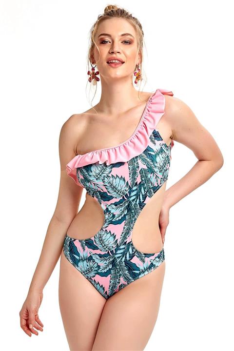 OBJE Yeşil Yaprak Tek Omuz Mayokini